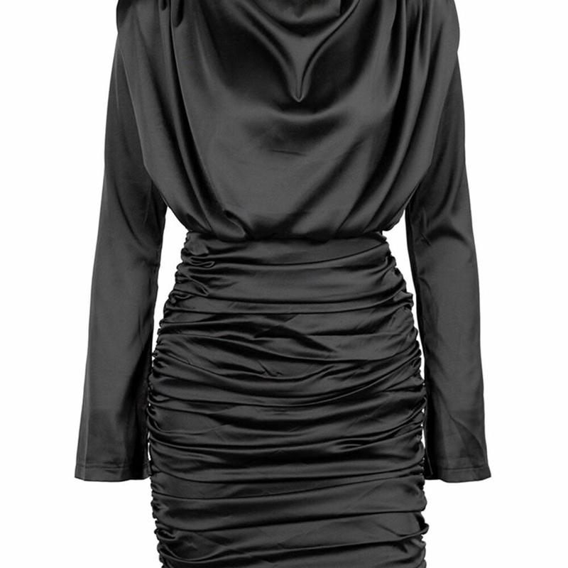Black draped bodycon dress - Swan