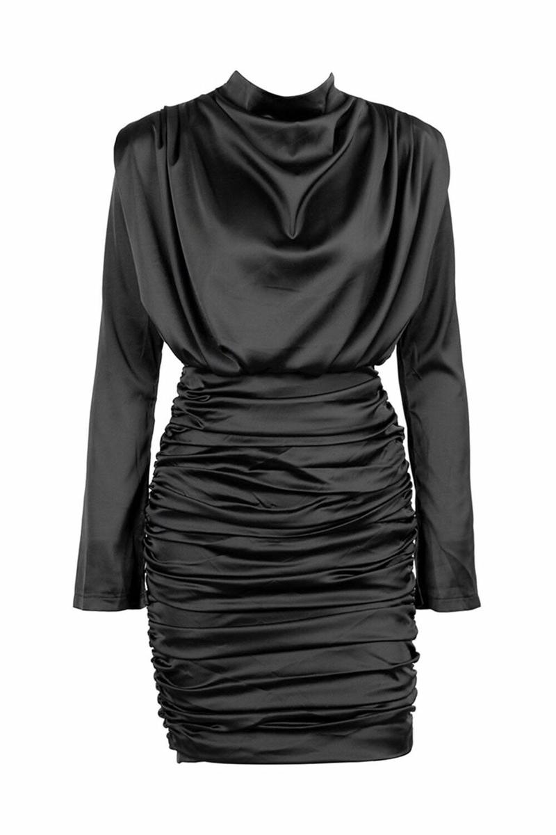 Black draped bodycon dress - Swan