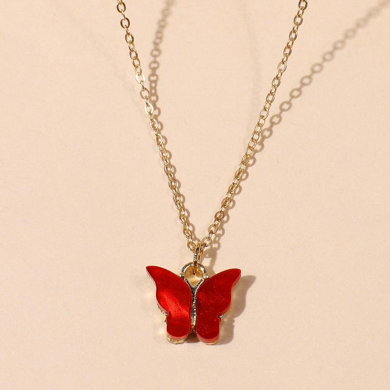 Butterfly Necklace - Ruby Red