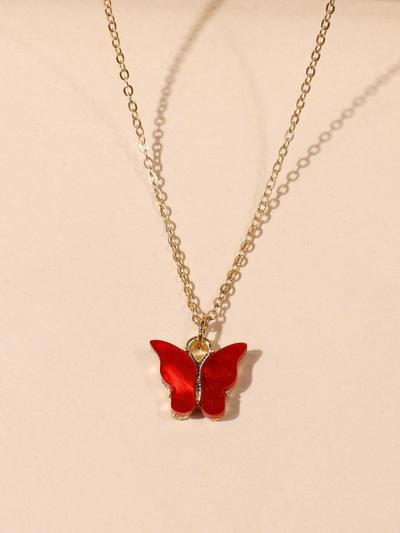 Butterfly Necklace - Ruby Red