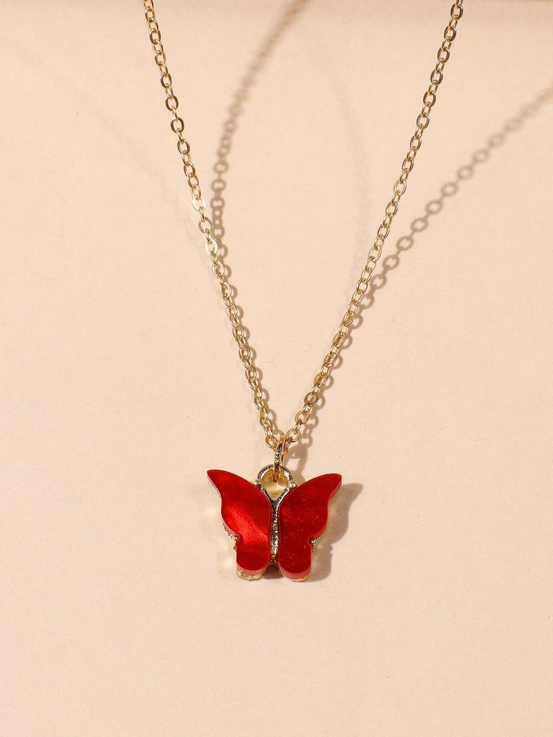 Butterfly Necklace - Ruby Red