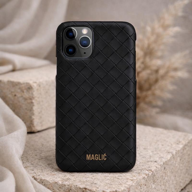 Braided Vegan Leather Case - Black