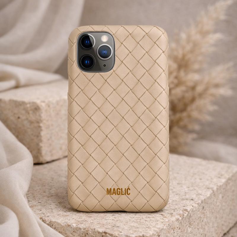 Braided Vegan Leather Case - Creme