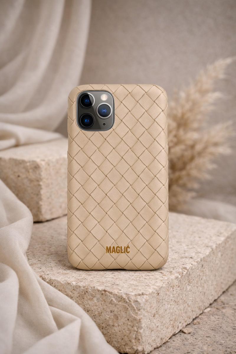 Braided Vegan Leather Case - Creme