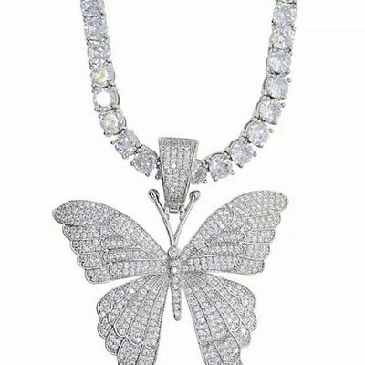 Single Butterfly Bling Necklace