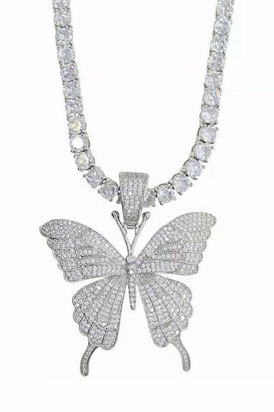 Single Butterfly Bling Necklace